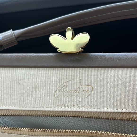 Graceline vintage chenille bag fall colors leather handle fully lined kiss lock - Picture 7 of 17